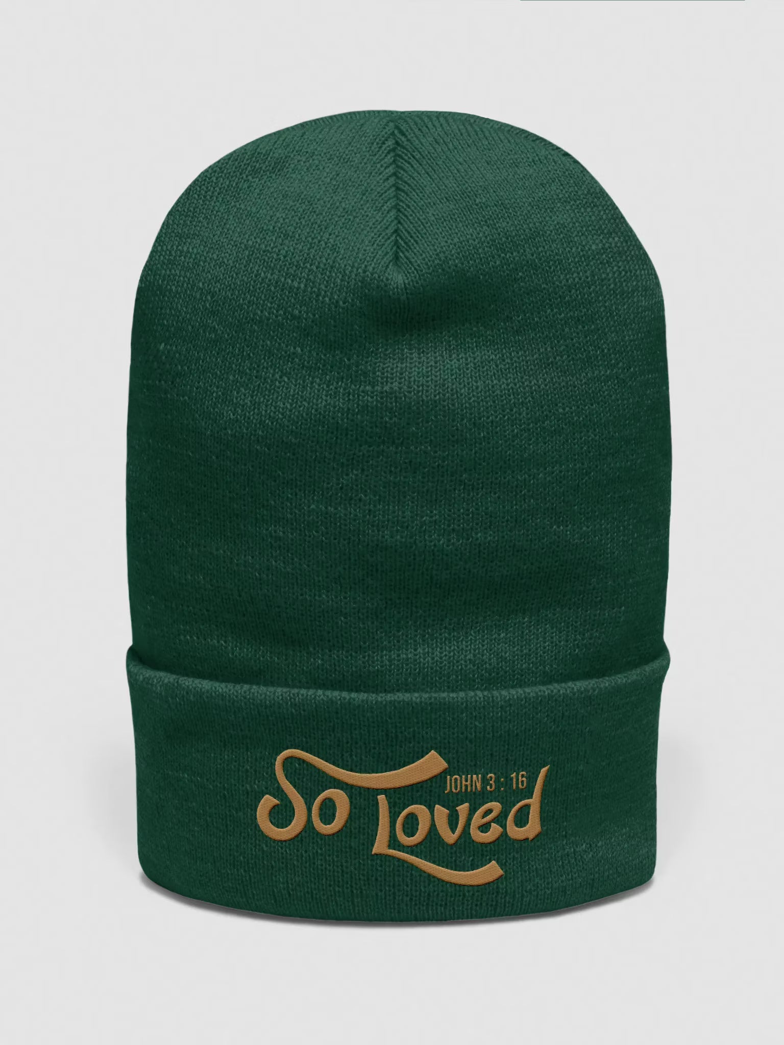 So Loved John 3 : 16 Embroidered Cuffed Beanie