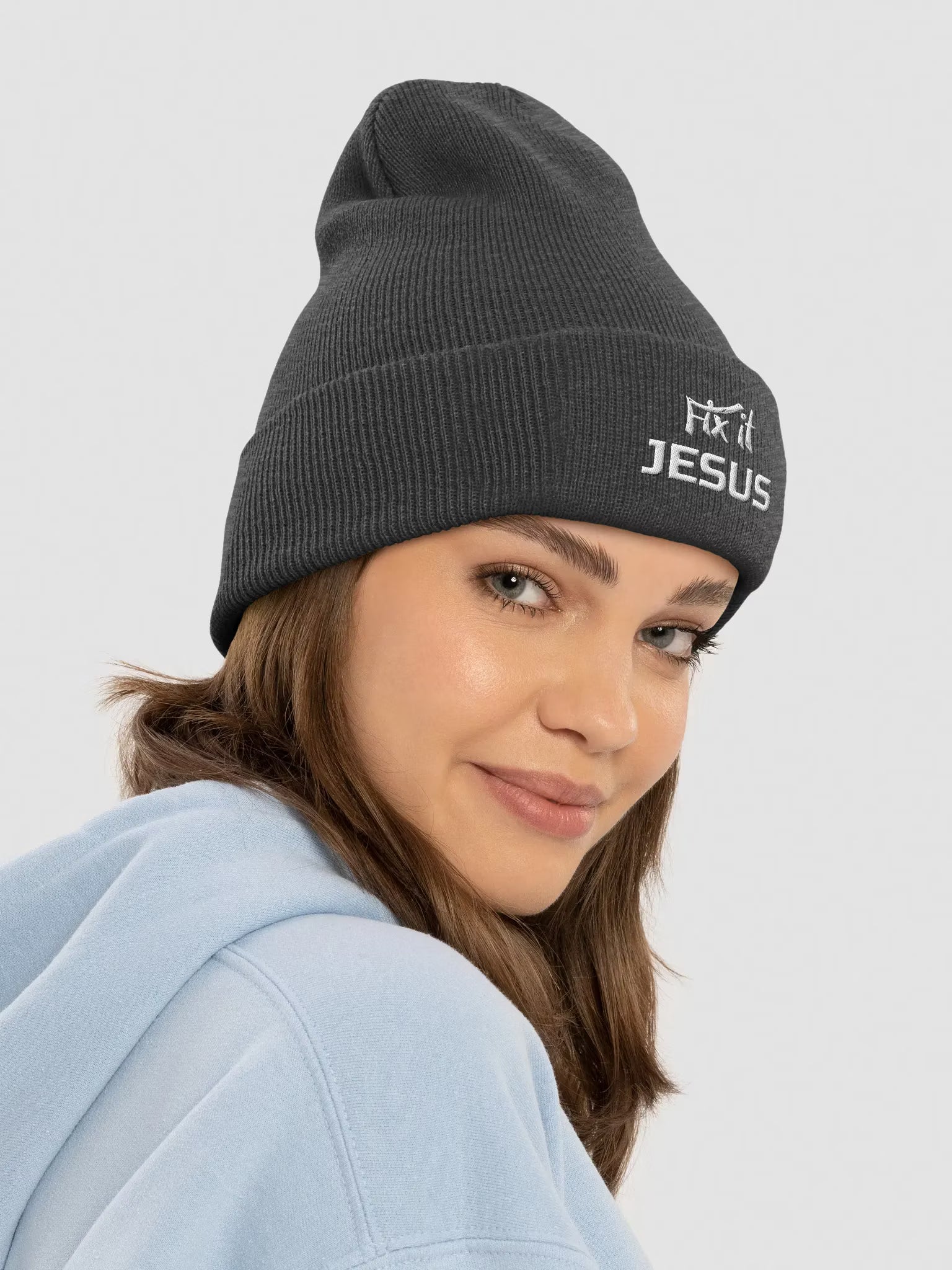 Fix it Jesus Embroidered Cuffed Beanie